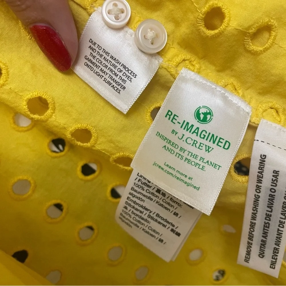 J.Crew eyelet, yellow button up cotton blouse - Picture 9 of 14